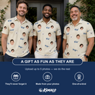 Friends in matching Men's Solar Sire Custom Face Polo Shirt — a group gift photo