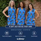 Friends in matching Women's Flame Fame Custom Face V-Neck Dress — a group gift photo