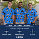 Friends in matching Men's Flame Fame Custom Face Polo Shirt — a group gift photo