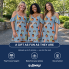 Friends in matching Women's Dapper Dads Custom Face Off-Shoulder Dress — a group gift photo