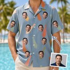 Man wearing Men's Dapper Dads Custom Face Hawaiian Shirt — custom faces printed all-over