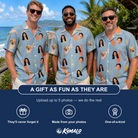 Friends in matching Men's Dapper Dads Custom Face Hawaiian Shirt — a group gift photo
