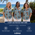 Friends in matching Women's Dapper Dads Custom Face Hawaiian Shirt — a group gift photo