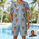 Man wearing Men's Dapper Dads Custom Face Shirt & Shorts Set — custom faces printed all-over