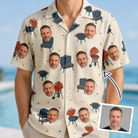 Man wearing Men's Smoke Signals Custom Face Hawaiian Shirt — custom faces printed all-over