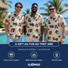 Friends in matching Men's Smoke Signals Custom Face Hawaiian Shirt — a group gift photo