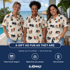 Friends in matching Women's Smoke Signals Custom Face Hawaiian Shirt — a group gift photo