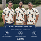 Friends in matching Men's Smoke Signals Custom Face Polo Shirt — a group gift photo