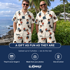Friends in matching Men's Smoke Signals Custom Face Shirt & Shorts Set — a group gift photo