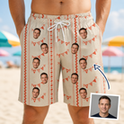 Man wearing Men's Grand Gathering Custom Face Beach Shorts — custom faces printed all-over