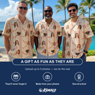 Friends in matching Men's Grand Gathering Custom Face Hawaiian Shirt — a group gift photo