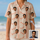 Woman wearing Women's Grand Gathering Custom Face Hawaiian Shirt — custom faces printed all-over