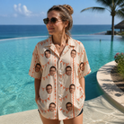 Real-life photo of someone wearing Women's Grand Gathering Custom Face Hawaiian Shirt — custom faces printed all-over