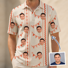 Man wearing Men's Grand Gathering Custom Face Polo Shirt — custom faces printed all-over
