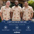 Friends in matching Men's Grand Gathering Custom Face Polo Shirt — a group gift photo