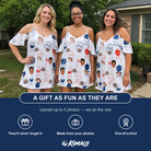Friends in matching Women's Grate Expectations Custom Face Off-Shoulder Dress — a group gift photo