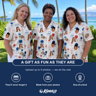Friends in matching Women's Grate Expectations Custom Face Hawaiian Shirt — a group gift photo