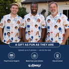 Friends in matching Men's Grate Expectations Custom Face Polo Shirt — a group gift photo