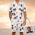 Man wearing Men's Grate Expectations Custom Face Shirt & Shorts Set — custom faces printed all-over