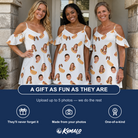 Friends in matching Women's Mustard Mingle Custom Face Off-Shoulder Dress — a group gift photo