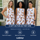 Friends in matching Women's Mustard Mingle Custom Face Tank Dress — a group gift photo