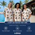 Friends in matching Women's Mustard Mingle Custom Face Hawaiian Shirt — a group gift photo