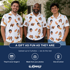 Friends in matching Men's Mustard Mingle Custom Face Polo Shirt — a group gift photo