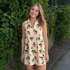Real-life photo of someone wearing Women's Affection Aloft Custom Face V-Neck Dress — custom faces printed all-over