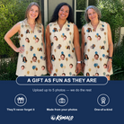Friends in matching Women's Affection Aloft Custom Face V-Neck Dress — a group gift photo
