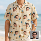 Man wearing Men's Affection Aloft Custom Face Hawaiian Shirt — custom faces printed all-over