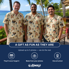 Friends in matching Men's Affection Aloft Custom Face Hawaiian Shirt — a group gift photo