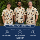 Friends in matching Men's Affection Aloft Custom Face Polo Shirt — a group gift photo