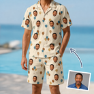 Man wearing Men's Affection Aloft Custom Face Shirt & Shorts Set — custom faces printed all-over