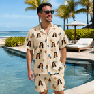 Real-life photo of someone wearing Men's Affection Aloft Custom Face Shirt & Shorts Set — custom faces printed all-over