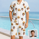 Man wearing Men's Burger Banquet Custom Face Shirt & Shorts Set — custom faces printed all-over