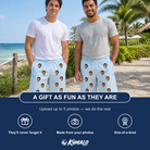 Friends in matching Men's Heart Hitch Custom Face Beach Shorts — a group gift photo