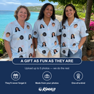 Friends in matching Women's Heart Hitch Custom Face Hawaiian Shirt — a group gift photo