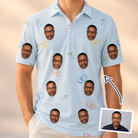 Man wearing Men's Heart Hitch Custom Face Polo Shirt — custom faces printed all-over