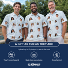 Friends in matching Men's Heart Hitch Custom Face Polo Shirt — a group gift photo