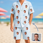 Man wearing Men's Heart Hitch Custom Face Shirt & Shorts Set — custom faces printed all-over