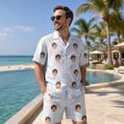 Real-life photo of someone wearing Men's Heart Hitch Custom Face Shirt & Shorts Set — custom faces printed all-over