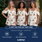 Friends in matching Women's Paired Piers Custom Face Off-Shoulder Dress — a group gift photo