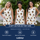 Friends in matching Women's Paired Piers Custom Face V-Neck Dress — a group gift photo