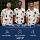 Friends in matching Men's Paired Piers Custom Face Polo Shirt — a group gift photo