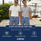 Friends in matching Men's Foreshore Forever Custom Face Beach Shorts — a group gift photo