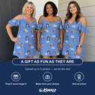 Friends in matching Women's Foreshore Forever Custom Face Off-Shoulder Dress — a group gift photo