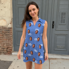 Real-life photo of someone wearing Women's Foreshore Forever Custom Face V-Neck Dress — custom faces printed all-over