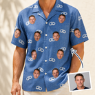 Man wearing Men's Foreshore Forever Custom Face Hawaiian Shirt — custom faces printed all-over