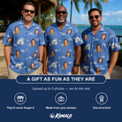 Friends in matching Men's Foreshore Forever Custom Face Hawaiian Shirt — a group gift photo