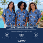 Friends in matching Women's Foreshore Forever Custom Face Hawaiian Shirt — a group gift photo